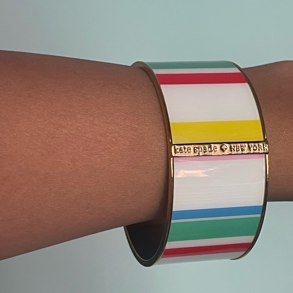 Kate Spade Colorful Striped Bangle with Gold Detail